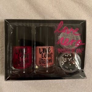 Live Love Dream Nail Polish Set - Red & Pink with Silver Glitter